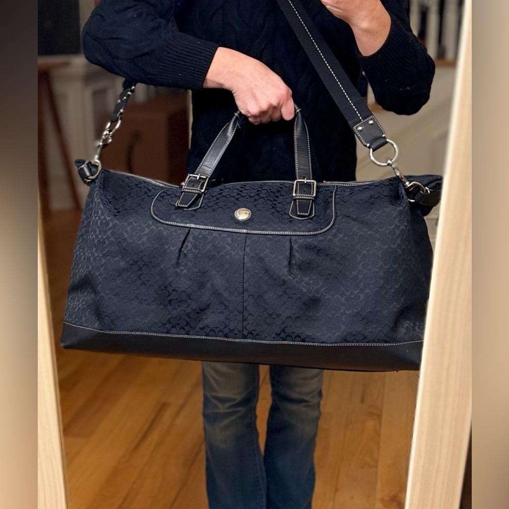 Coach Black Signature Canvas Travel Duffel Bag - Picture 4 of 15